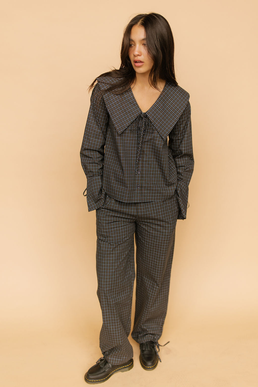 Mara Checkered Top in Midnight Secondary image