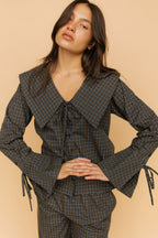 Mara Checkered Top in Midnight