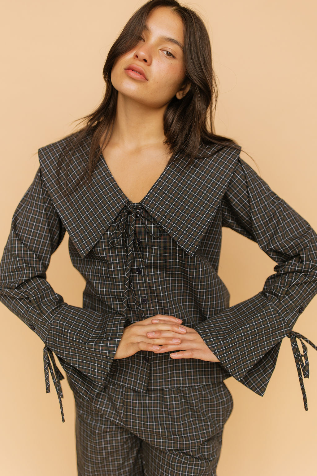 Mara Checkered Top in Midnight