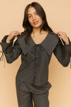 Mara Checkered Top in Midnight