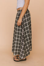 FINAL SALE - Tatum Plaid Maxi Skirt in Black