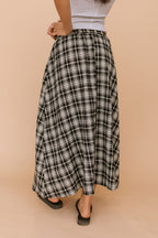 FINAL SALE - Tatum Plaid Maxi Skirt in Black