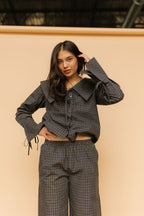 Mara Checkered Top in Midnight