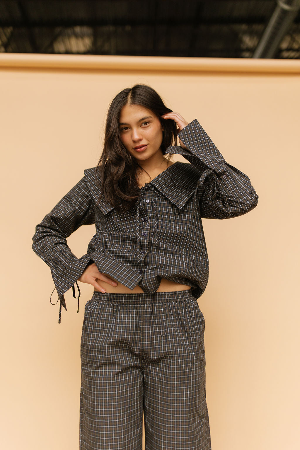 Mara Checkered Top in Midnight