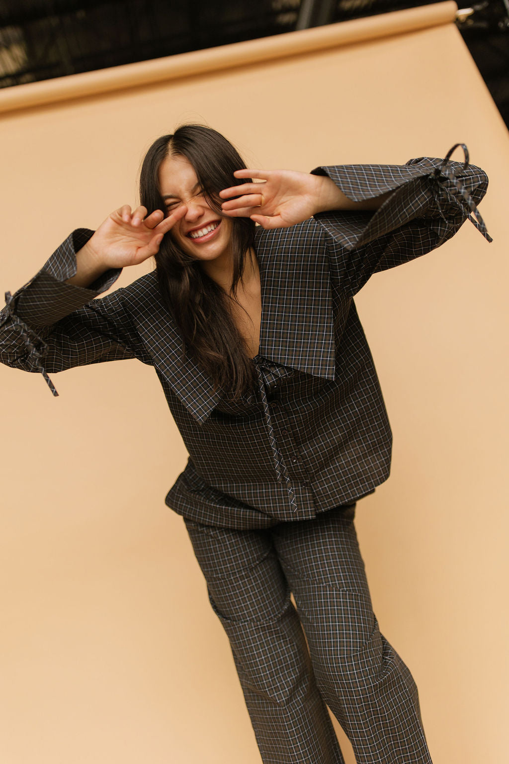 Mara Checkered Top in Midnight