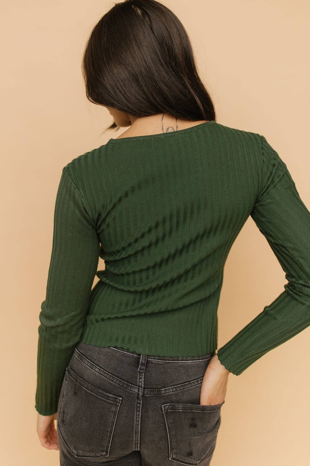FINAL SALE - Indy Ribbed Cardigan in Forest Green