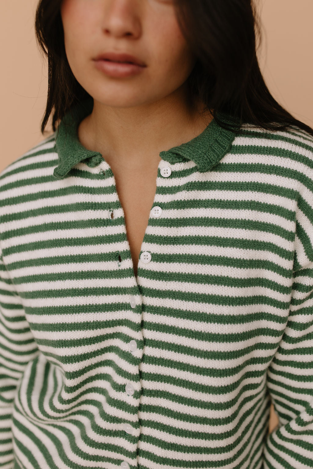 Bennie Stripe Cardigan in Green