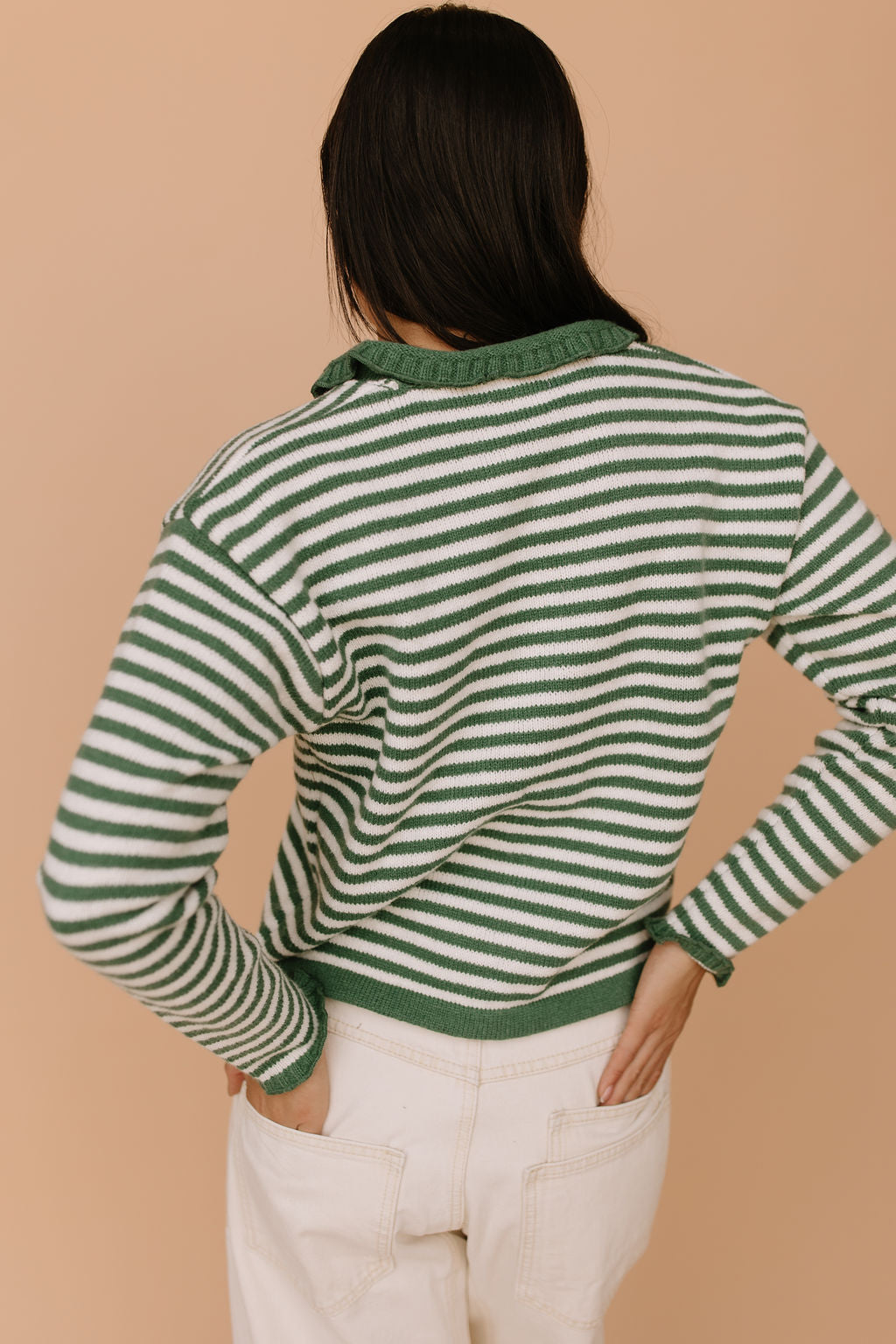 Bennie Stripe Cardigan in Green