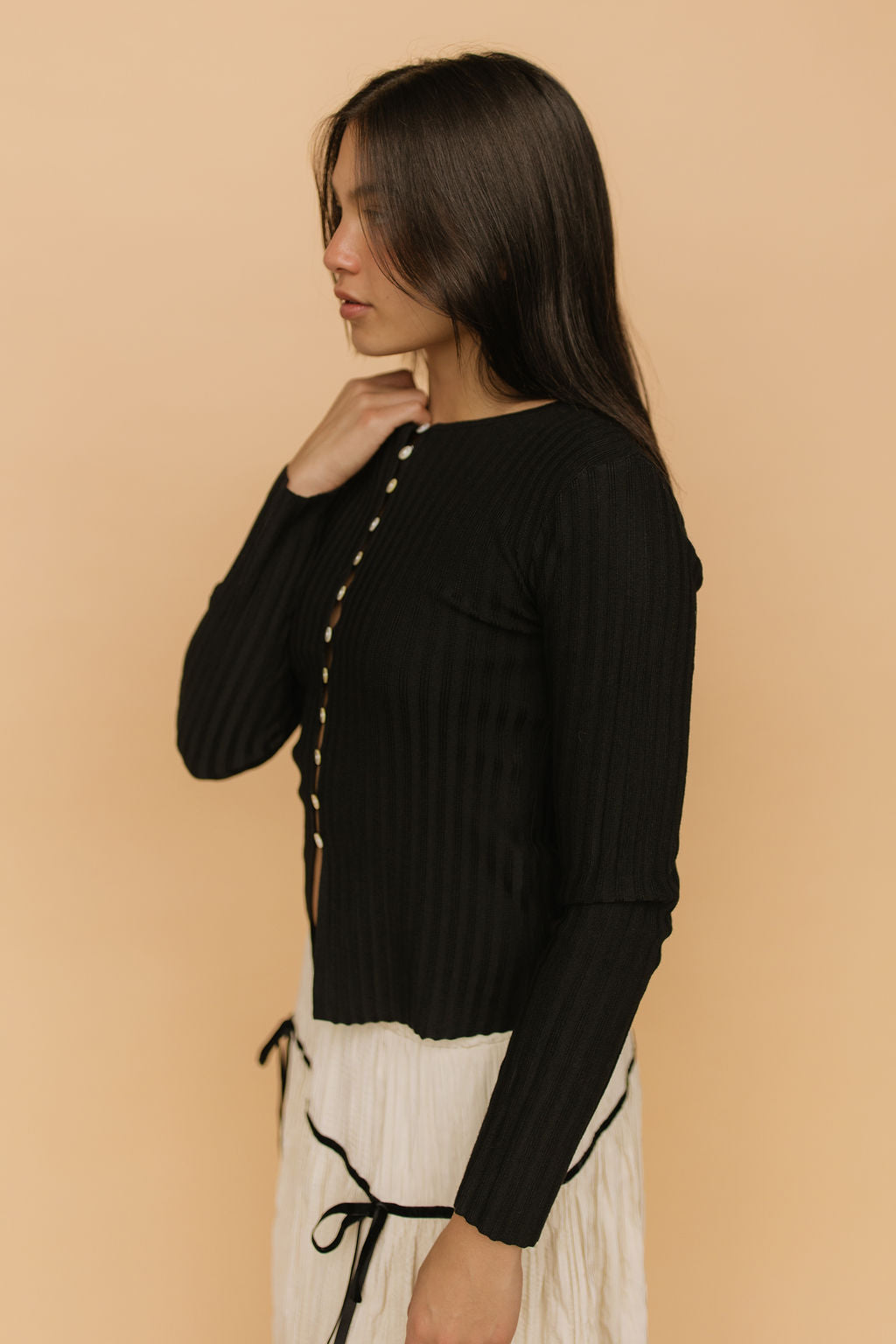FINAL SALE - Indy Ribbed Cardigan in Black