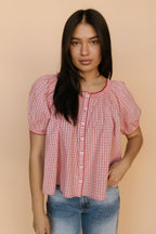 Bree Plaid Blouse in Red