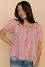 Bree Plaid Blouse in Red
