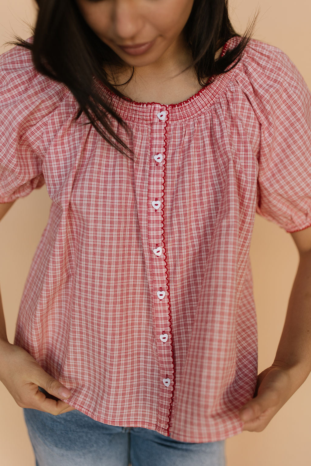Bree Plaid Blouse in Red