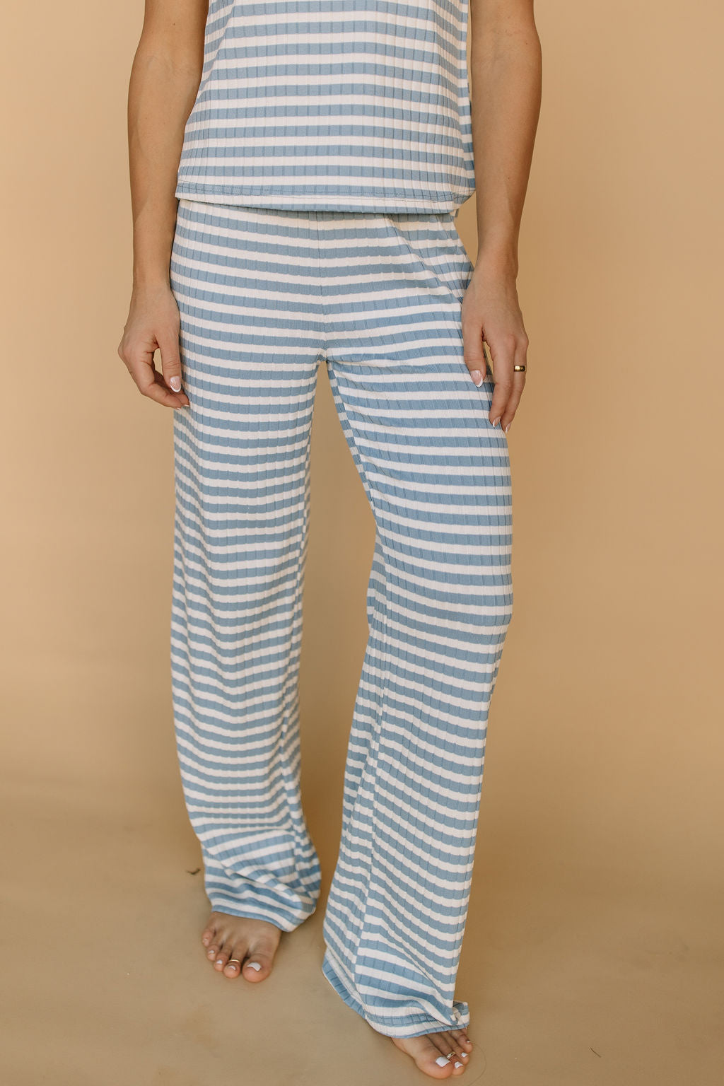 Leni Ribbed Stripe Pants in Light Blue Main image