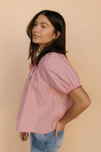 Bree Plaid Blouse in Red