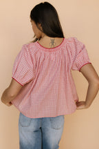 Bree Plaid Blouse in Red