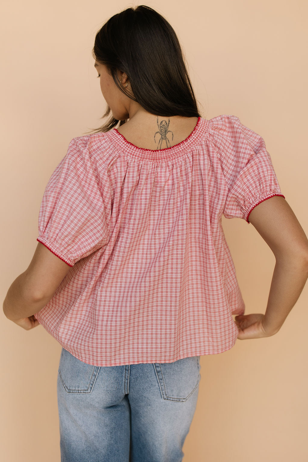 Bree Plaid Blouse in Red