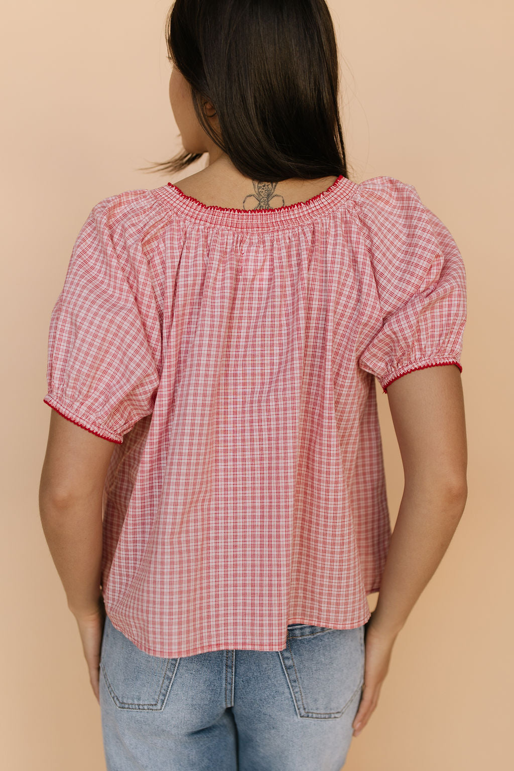 Bree Plaid Blouse in Red