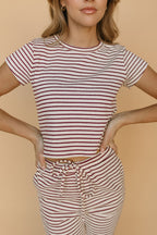 FINAL SALE - Roslyn Stripe Tee in Burgundy