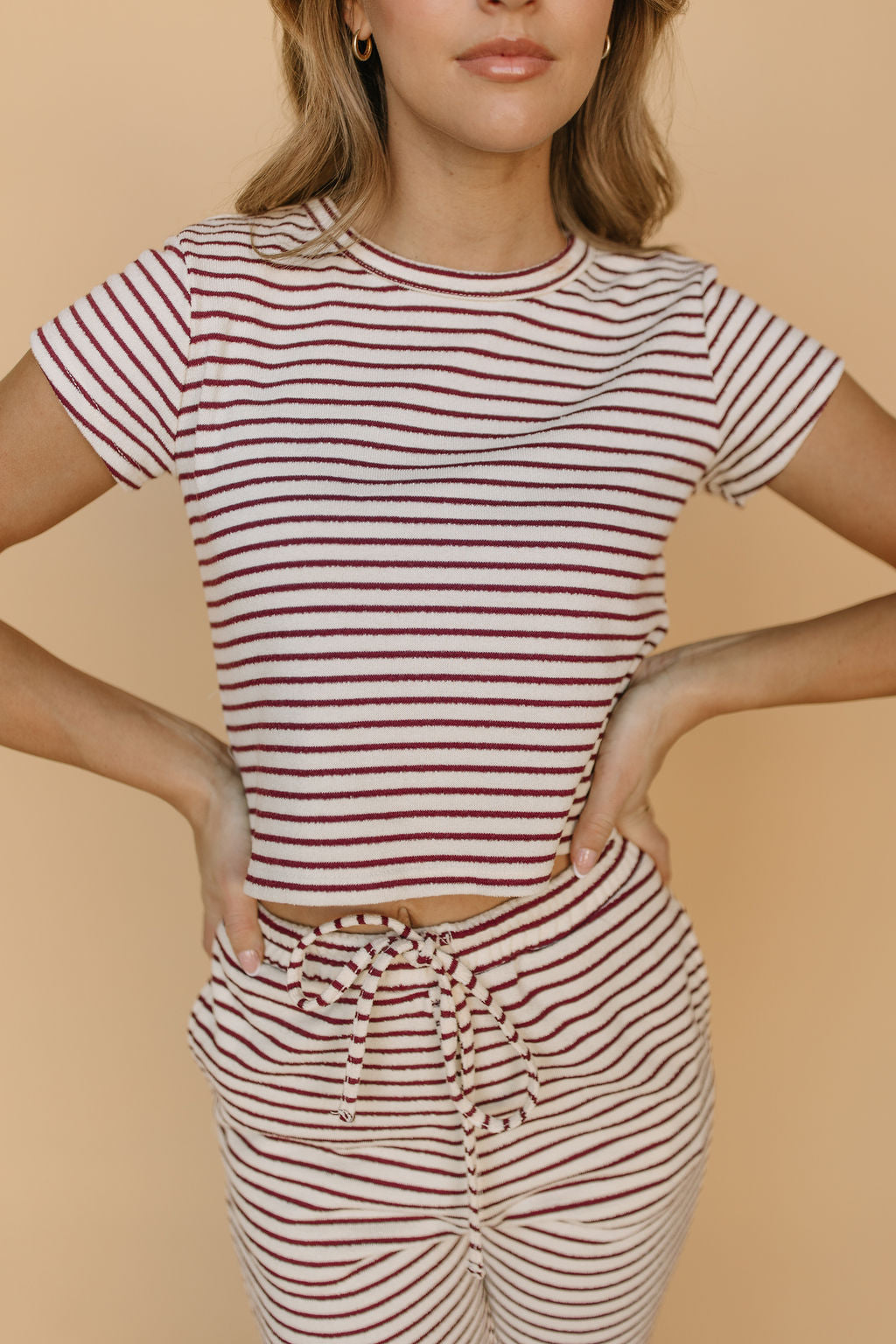 FINAL SALE - Roslyn Stripe Tee in Burgundy