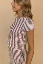 FINAL SALE - Roslyn Stripe Tee in Burgundy