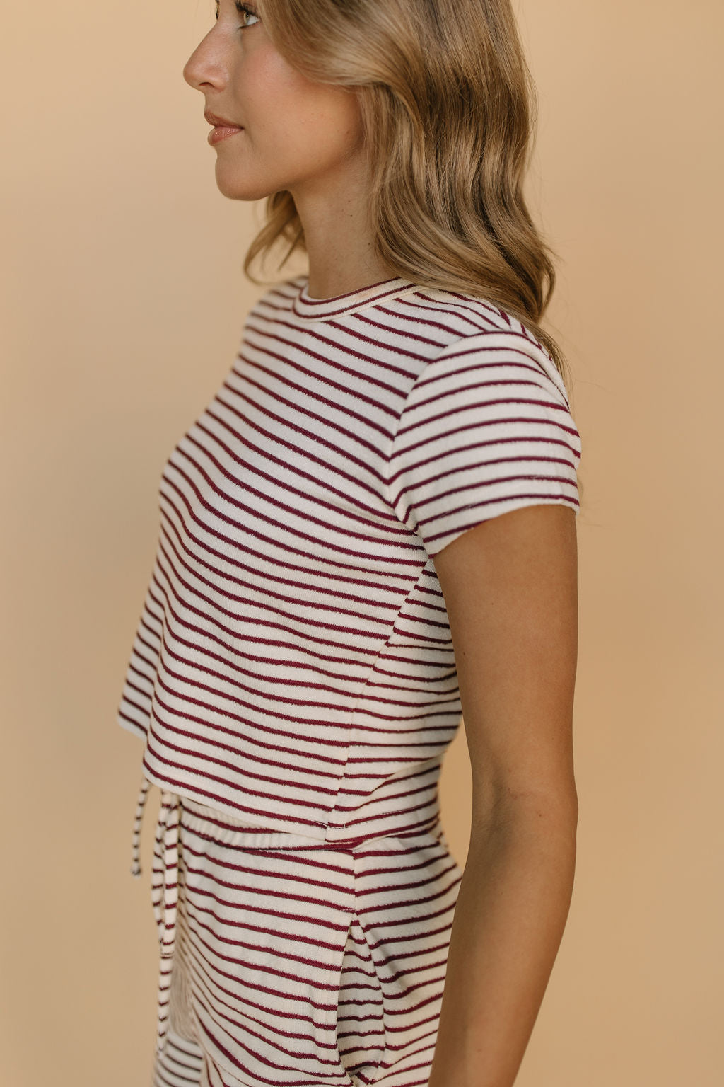 FINAL SALE - Roslyn Stripe Tee in Burgundy