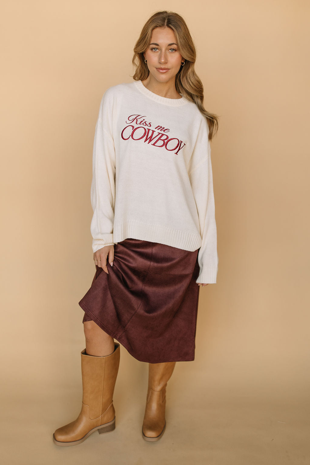 FINAL SALE - Zella Suede A-Line Skirt in Chocolate