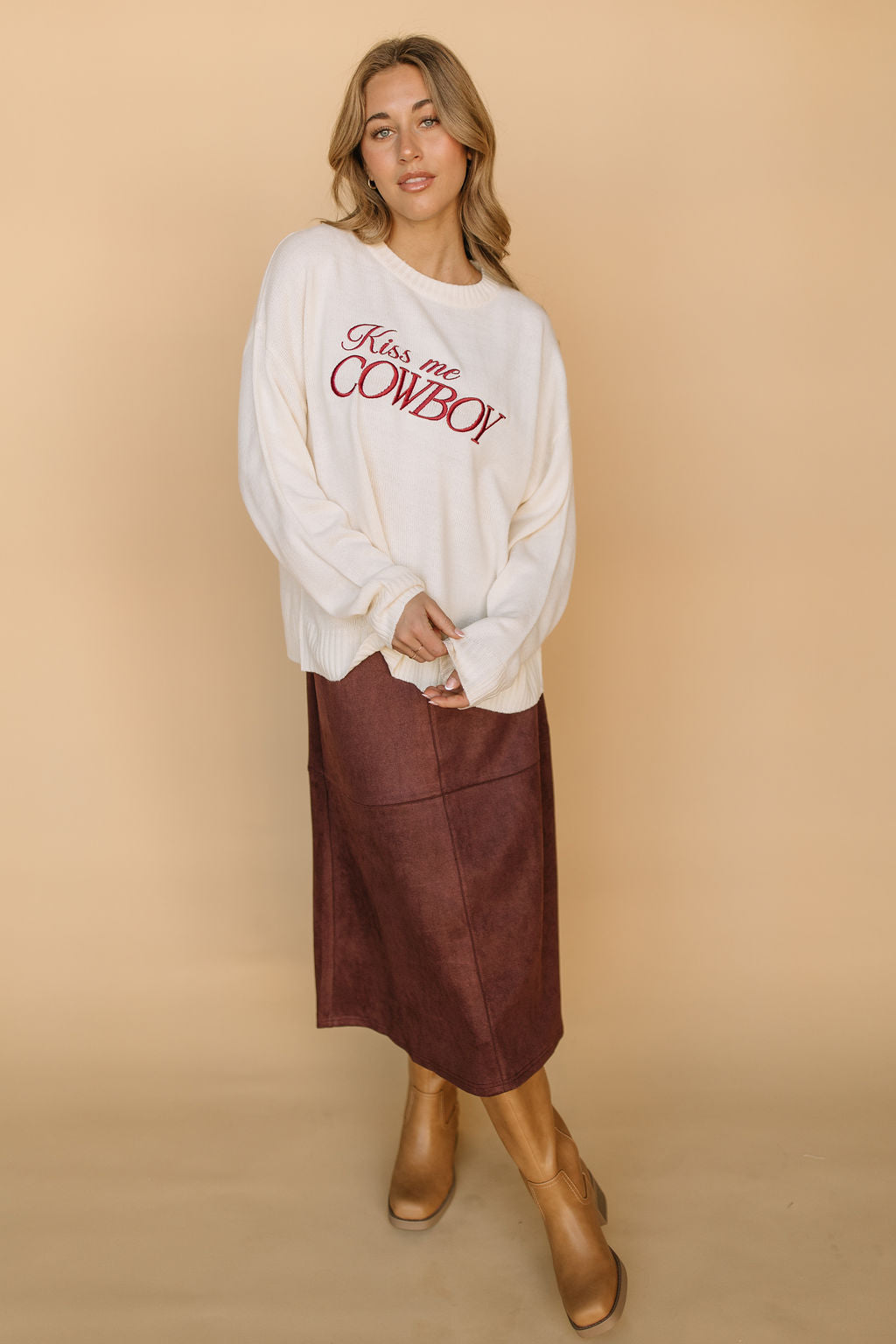 FINAL SALE - Zella Suede A-Line Skirt in Chocolate