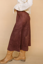 FINAL SALE - Zella Suede A-Line Skirt in Chocolate