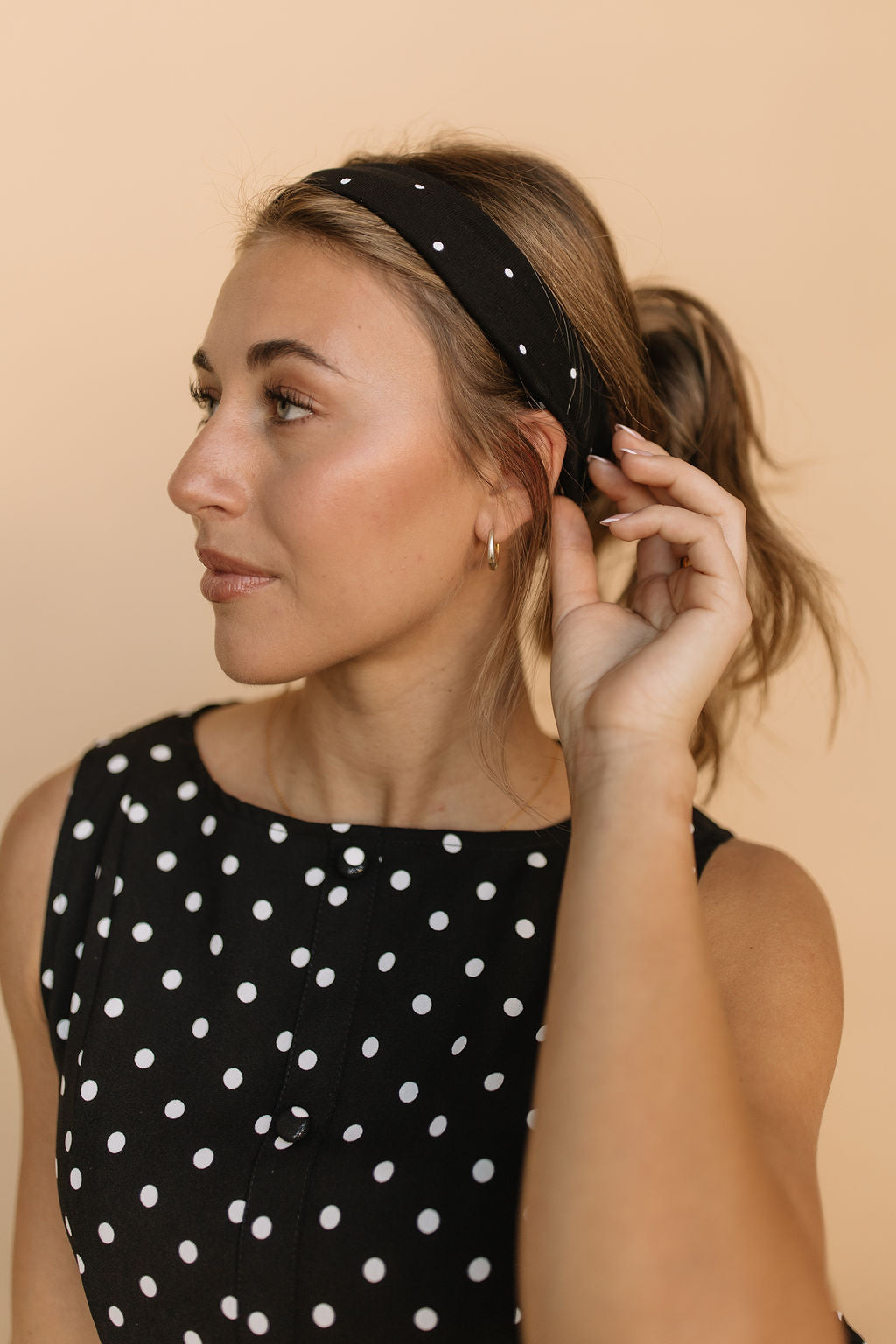 FINAL SALE - Polka Dot Headband in Black Secondary image
