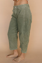 Aiden Corduroy Barrel Jeans in Olive