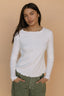 Mari Lettuce Hem Top in Ivory