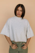 Shari Cropped Sweater in Heather Grey
