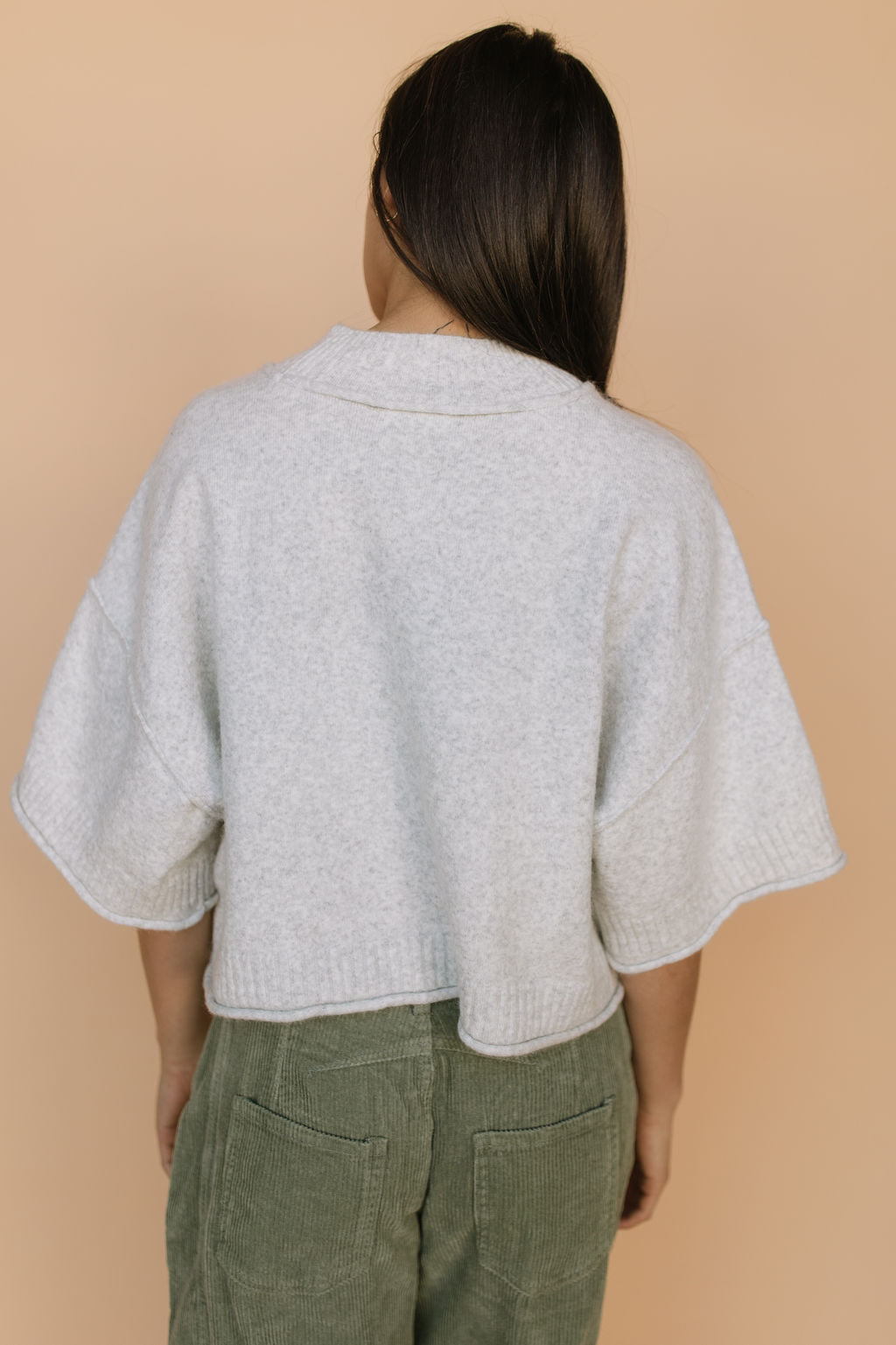Shari Cropped Sweater in Heather Grey