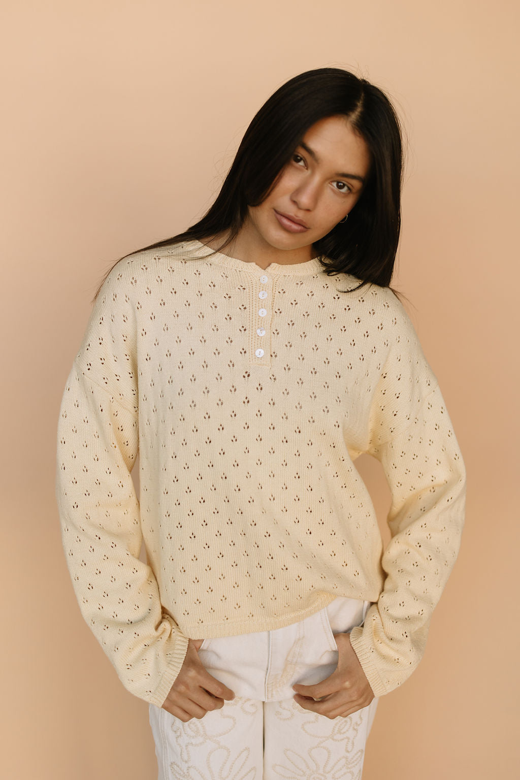 Jules Pointelle Sweater in Buttercup