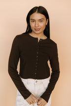 Alyssa Button Down Top in Chocolate