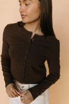 Alyssa Button Down Top in Chocolate