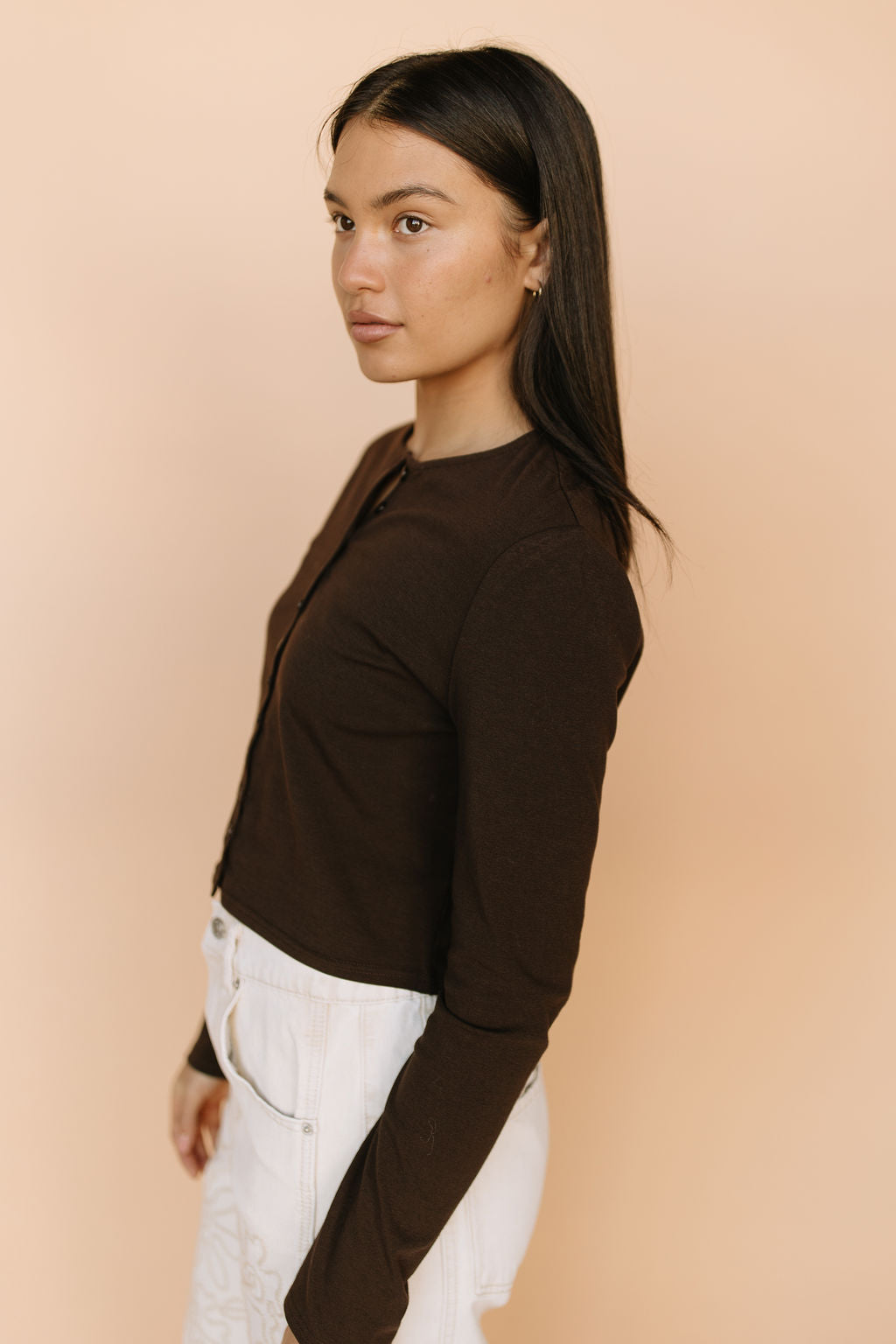 Alyssa Button Down Top in Chocolate