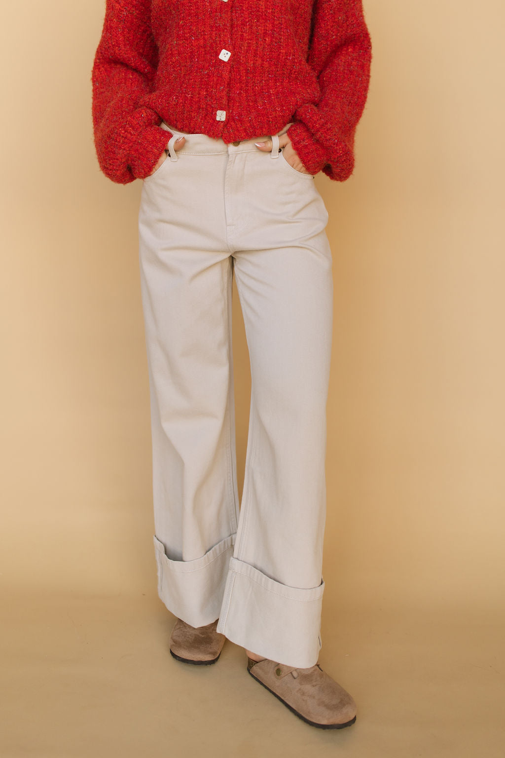 Hailey Cuffed Pants in Cream Main image