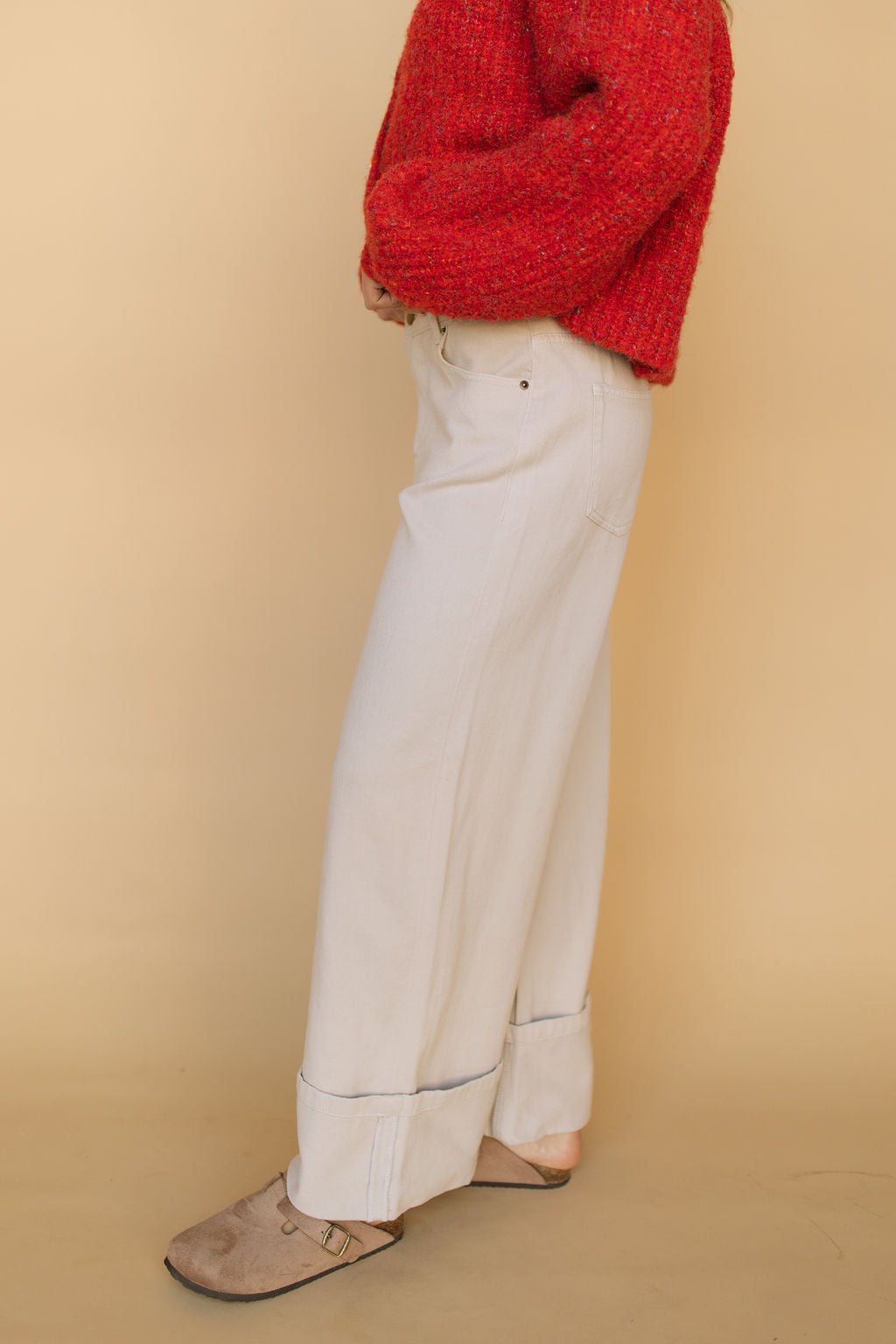 Hailey Cuffed Pants in Cream
