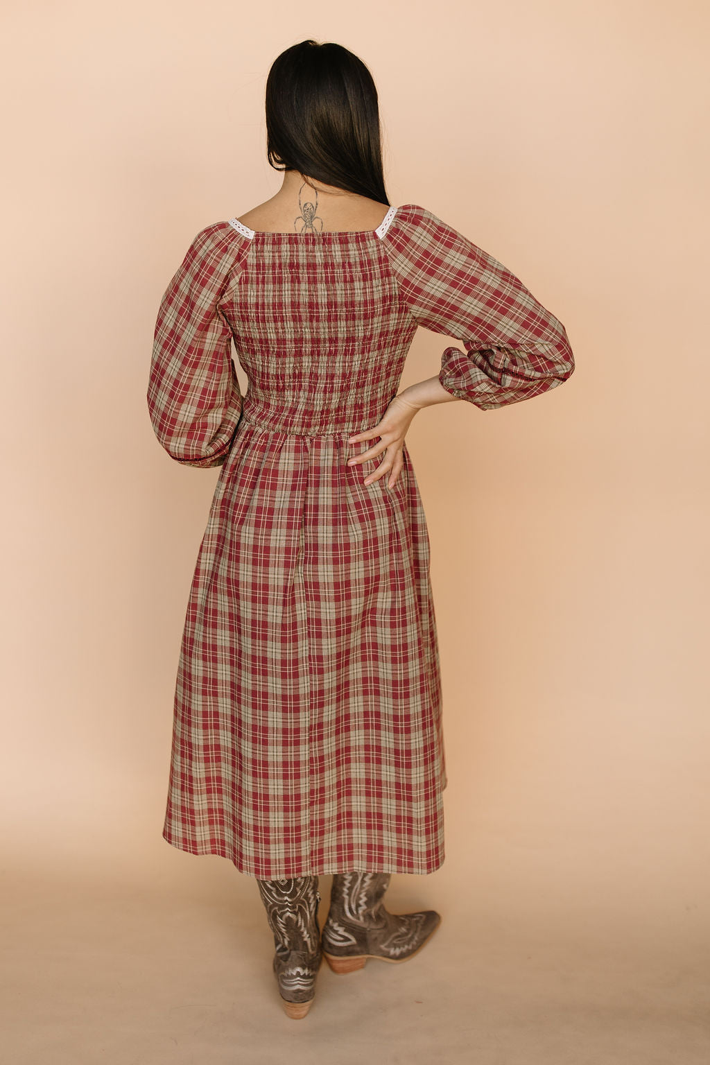 Madison Plaid Midi in Red Secondary image