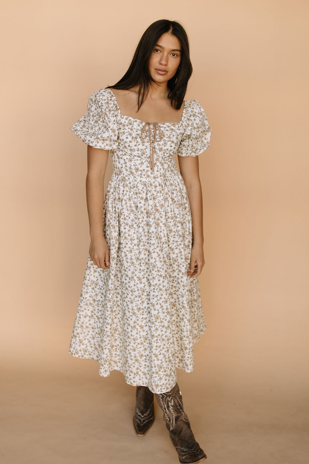 Venice Floral Midi in Cream Main image