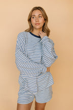 Porter Fleece Stripe Long Sleeve in Light Blue