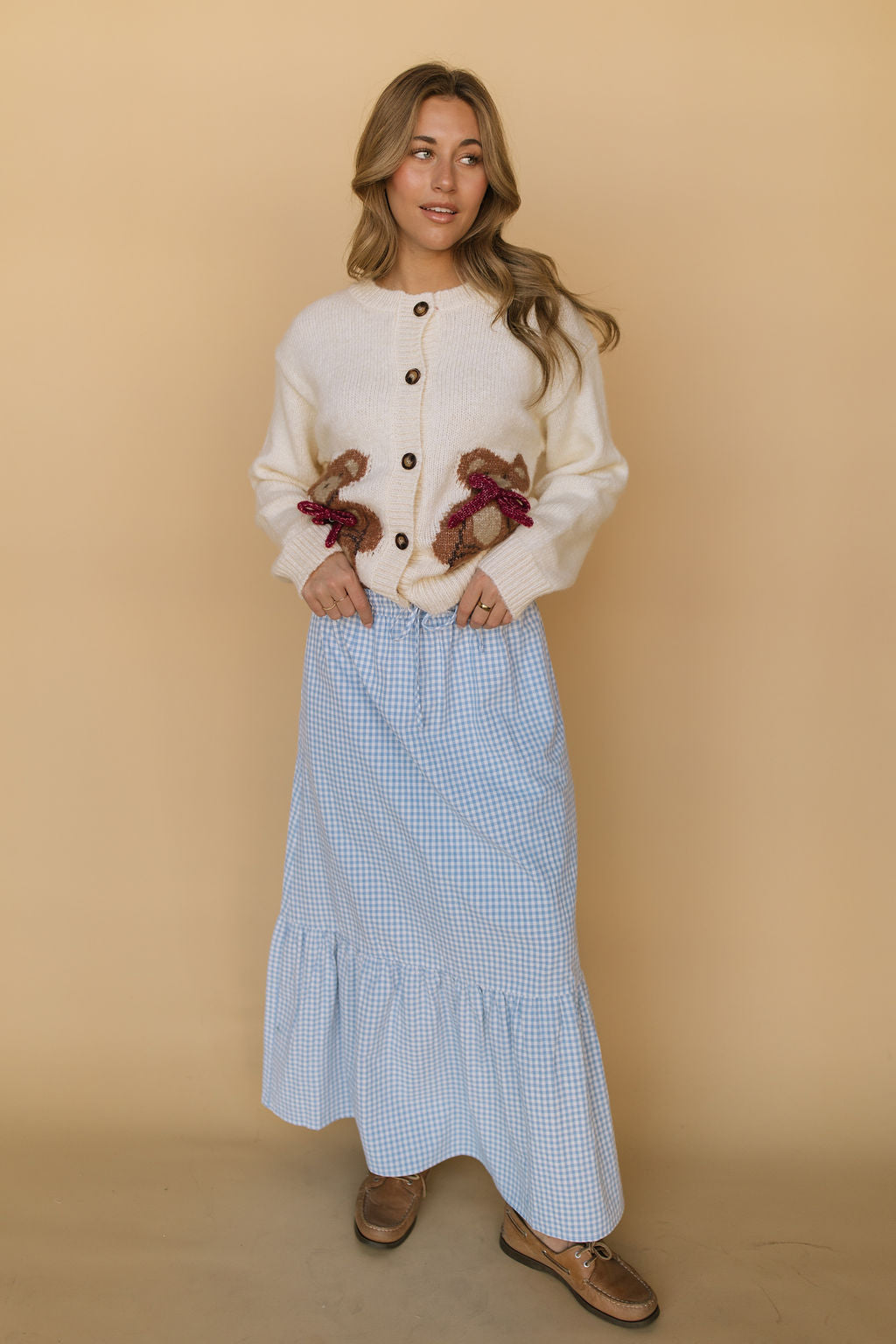 Selene Gingham Skirt in Blue