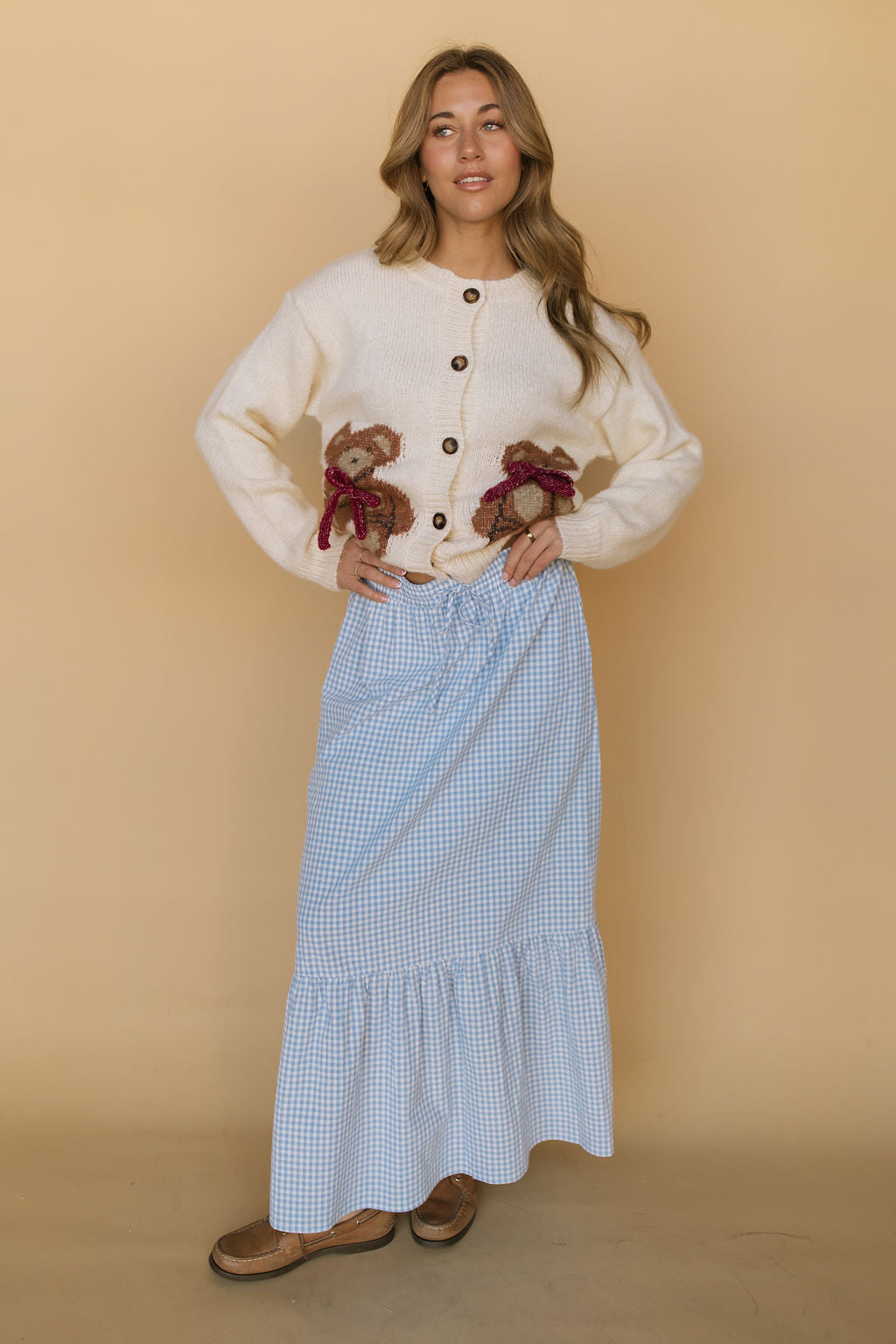 Selene Gingham Skirt in Blue