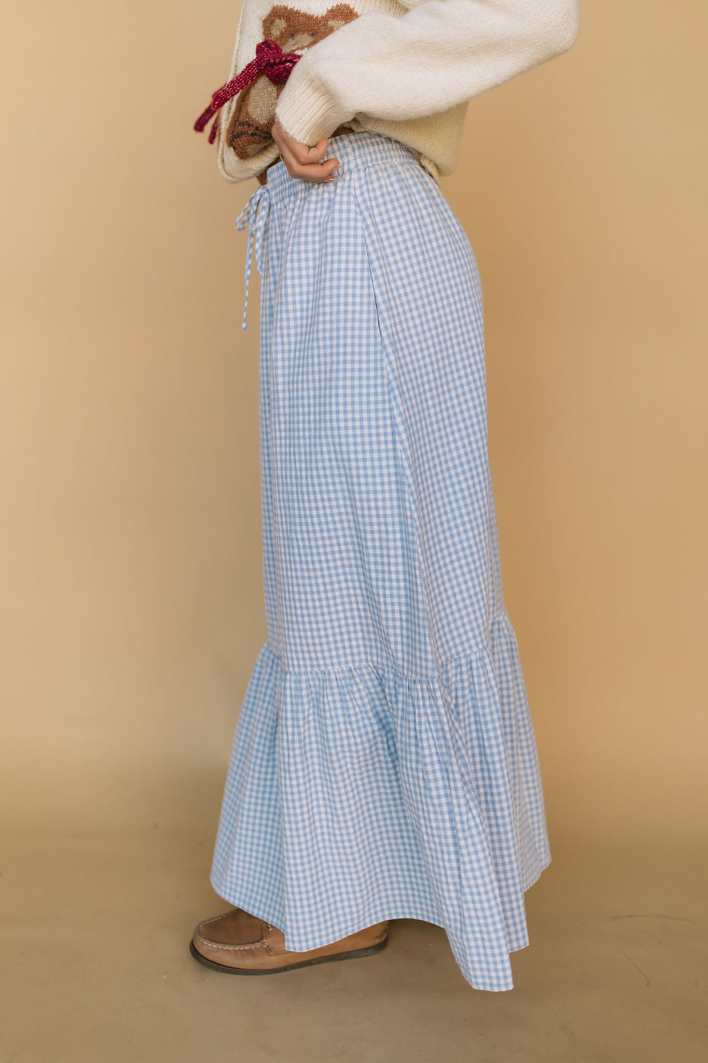 Selene Gingham Skirt in Blue