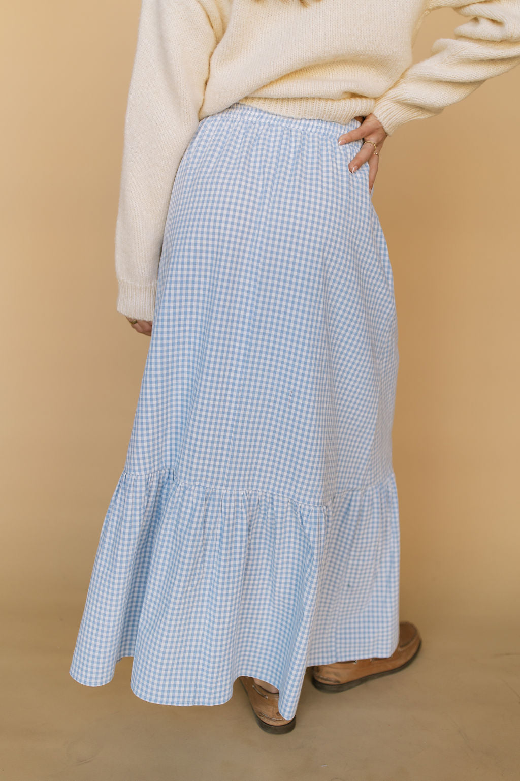 Selene Gingham Skirt in Blue