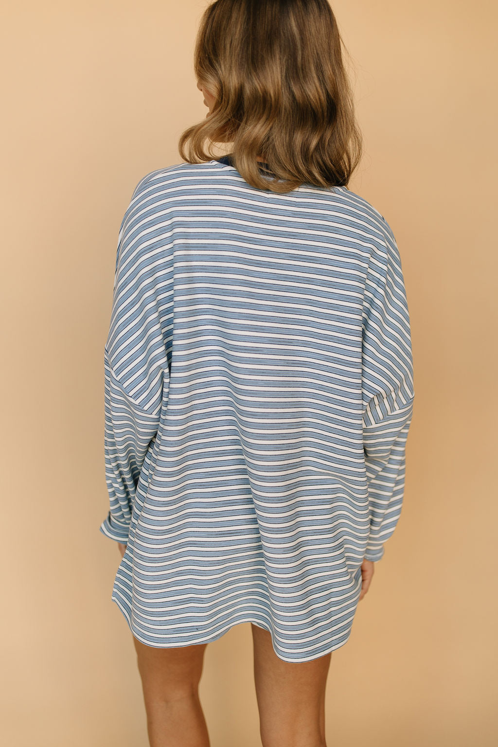 Porter Fleece Stripe Long Sleeve in Light Blue