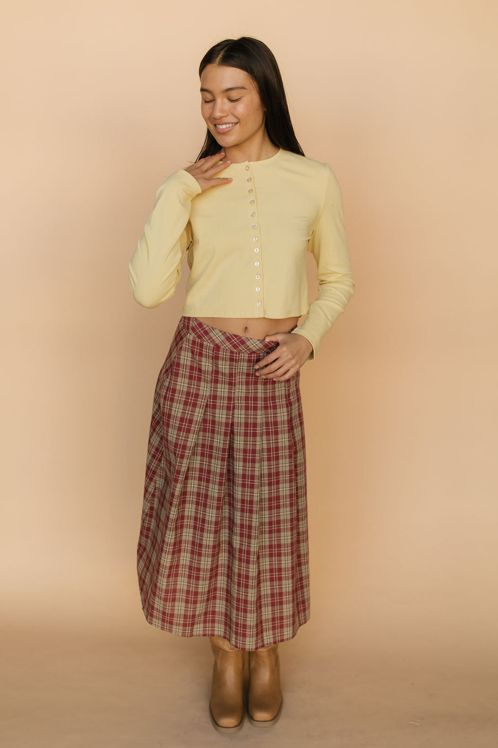 FINAL SALE - Madison Plaid Skirt in Red Secondary image