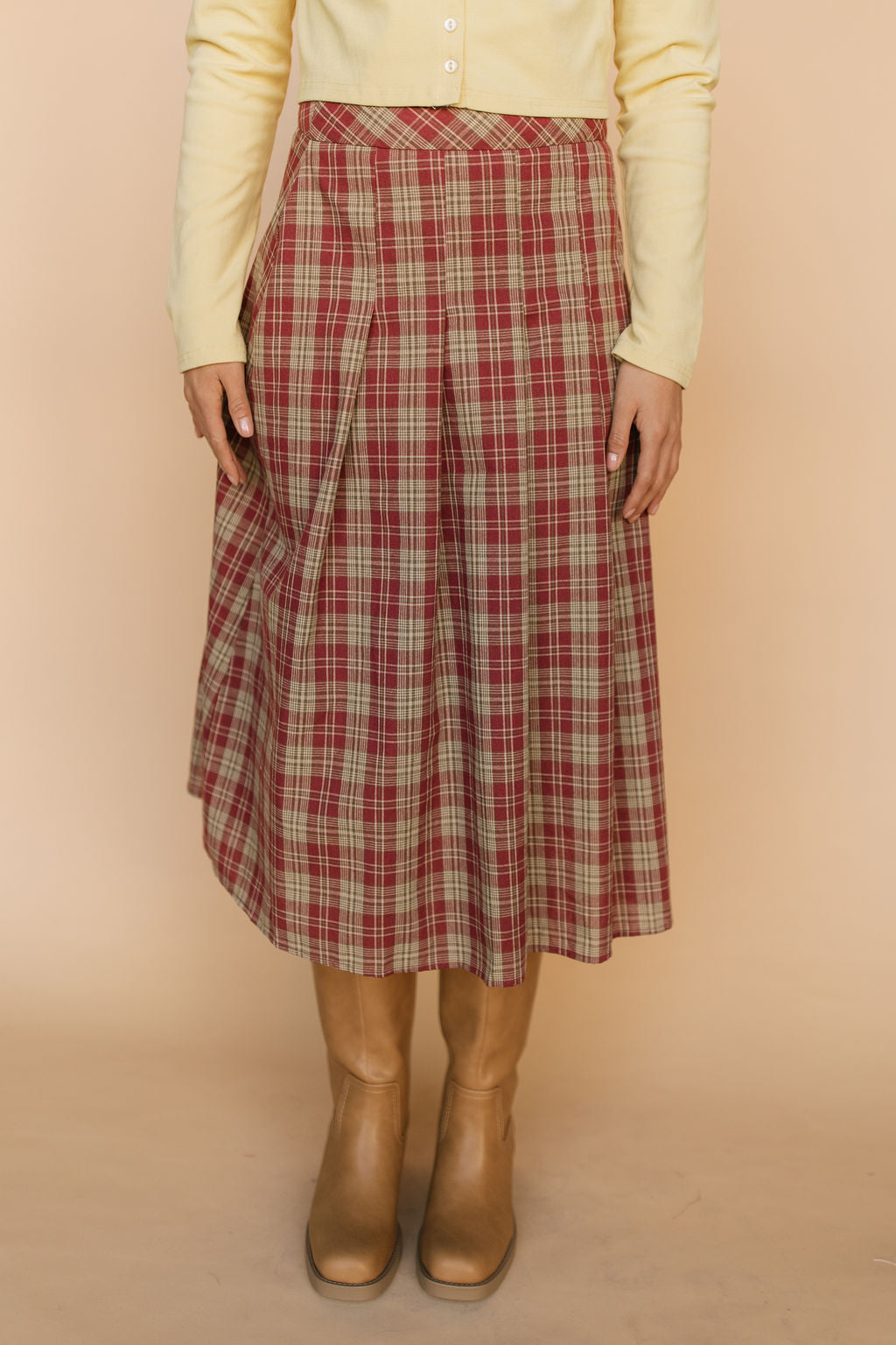 FINAL SALE - Madison Plaid Skirt in Red Main image