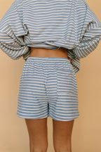 Porter Fleece Stripe Shorts in Light Blue